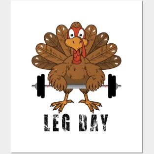 Funny Deadlifting Turkey Thanksgiving Leg Day Deadlift Posters and Art